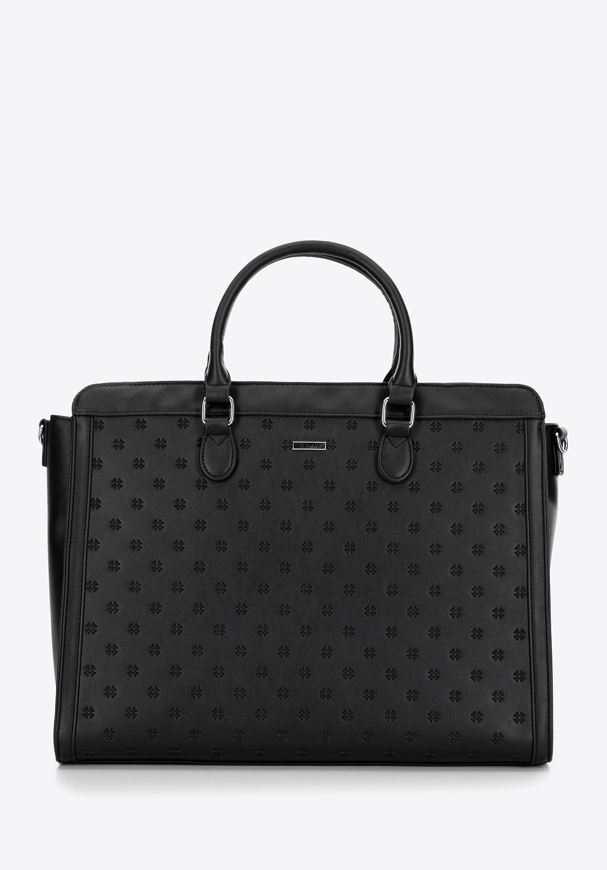 Damski kuferek z etui na laptopa 15,6'' czarno - srebrny