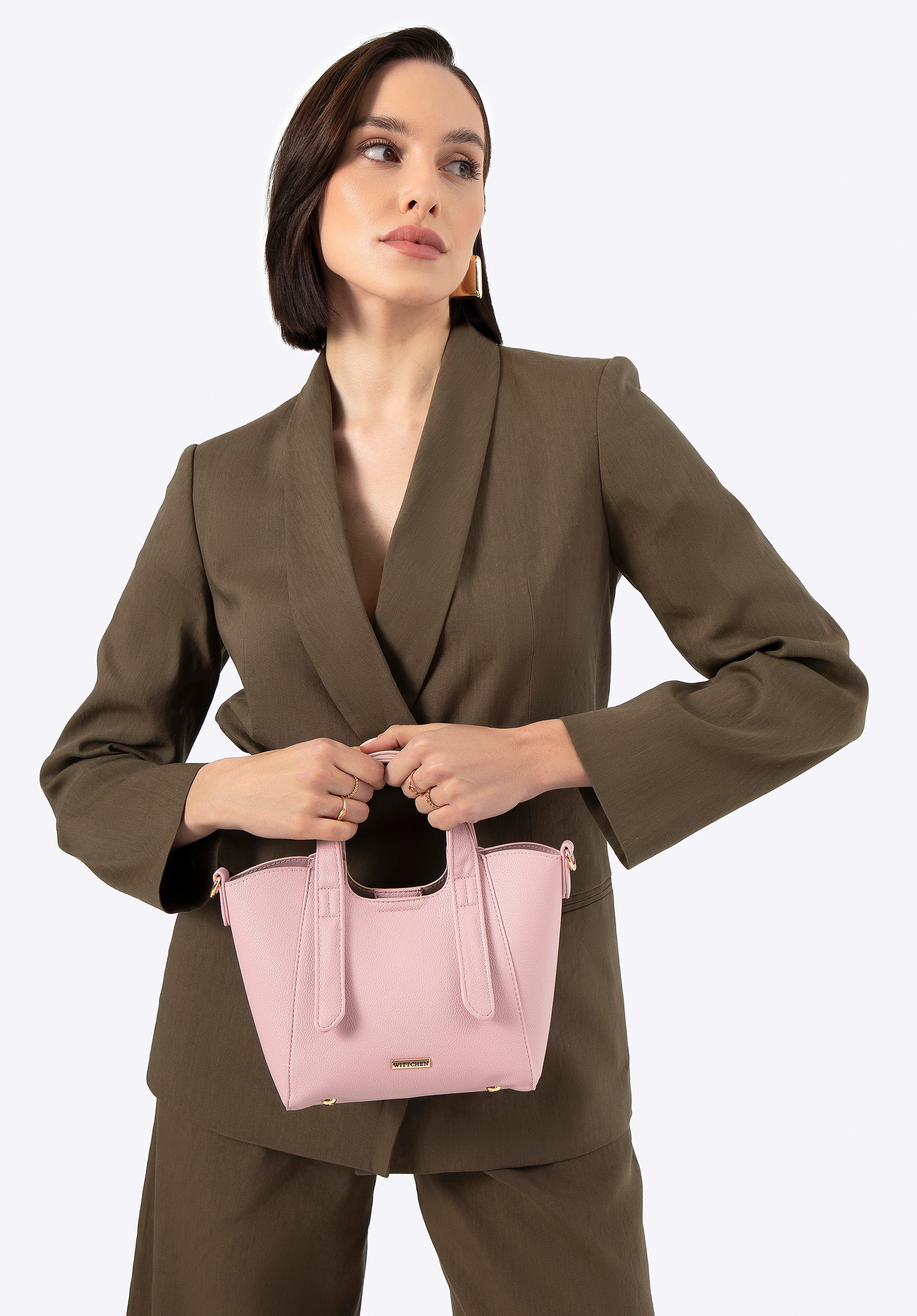 Damski kuferek z wyjmowaną saszetką mini różowy