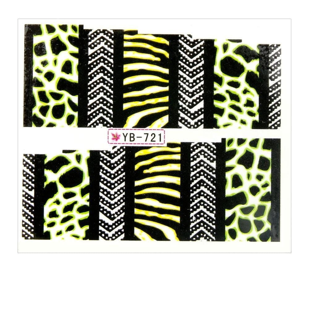 Naklejki wodne do paznokci arkusz 6,5 x 5,5 cm na 10 palców yb Nr 721