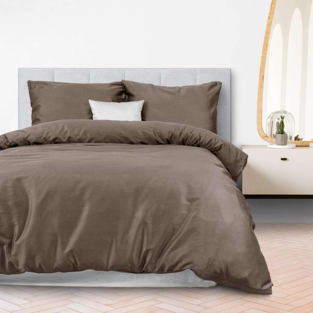 Pościel bawełniana 140x200 satyna kolor sepia