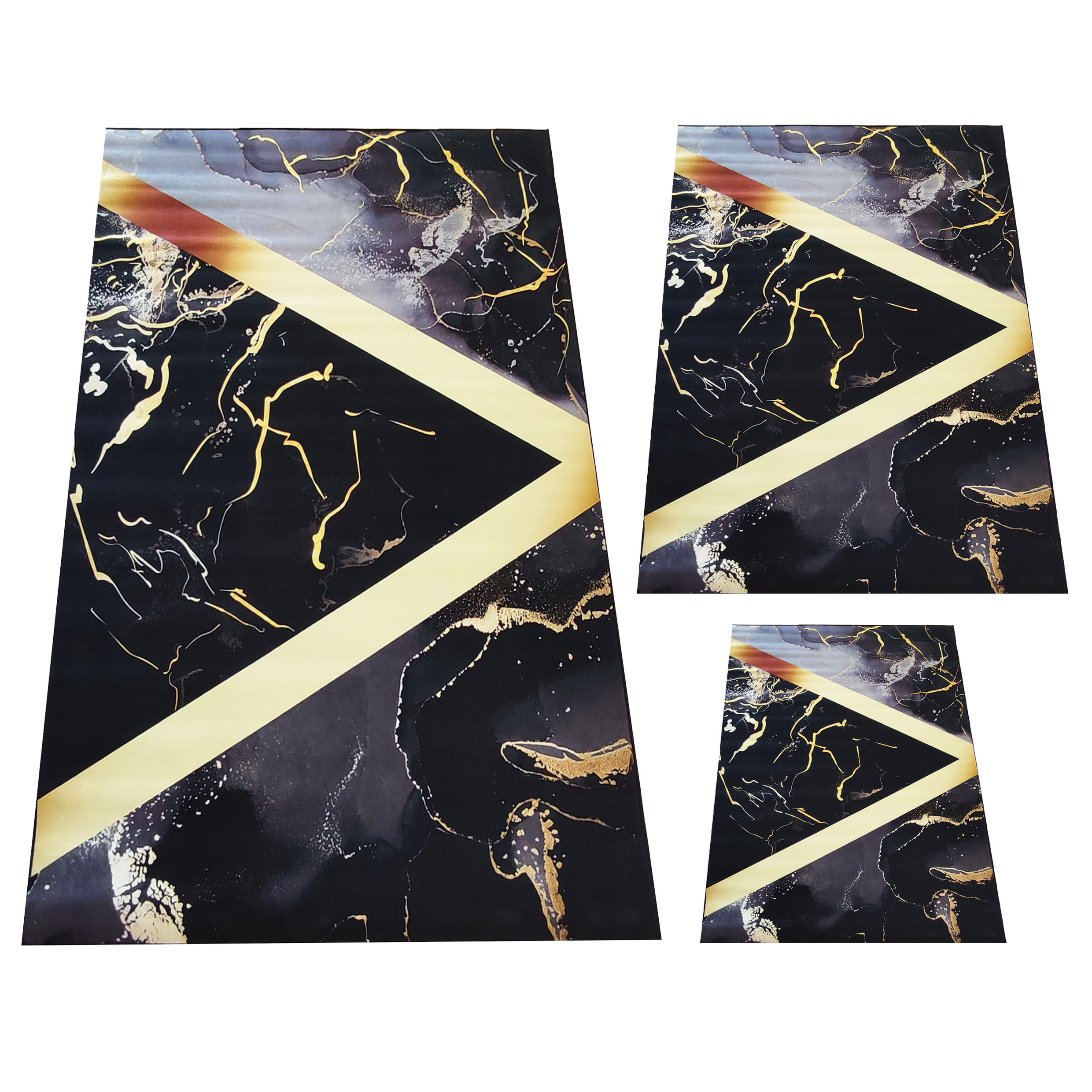 Komplet Trzech Dywaników Antypoślizgowych Black And Gold 12N