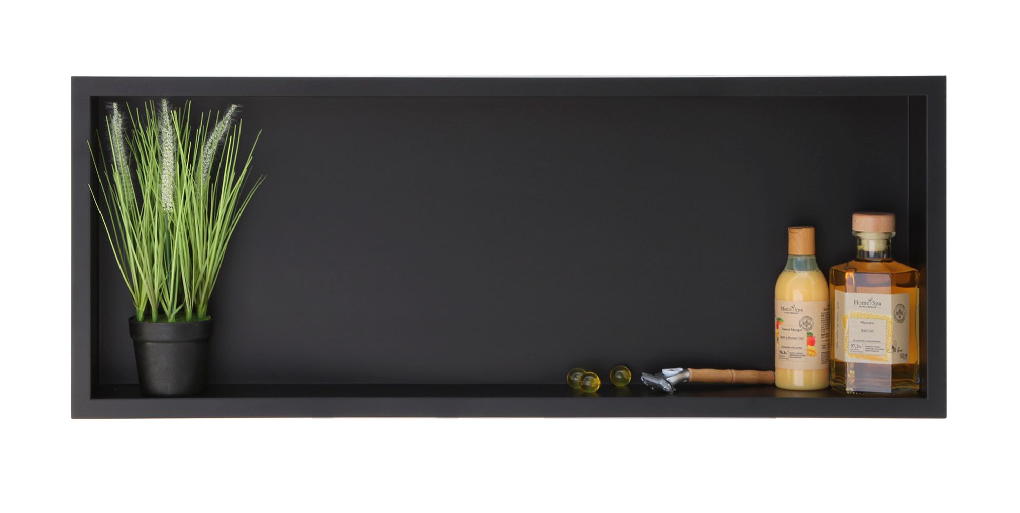 Darmowa Dostawa - Półka wnękowa 90 cm czarna Balneo Wall-Box One Black OBBL6