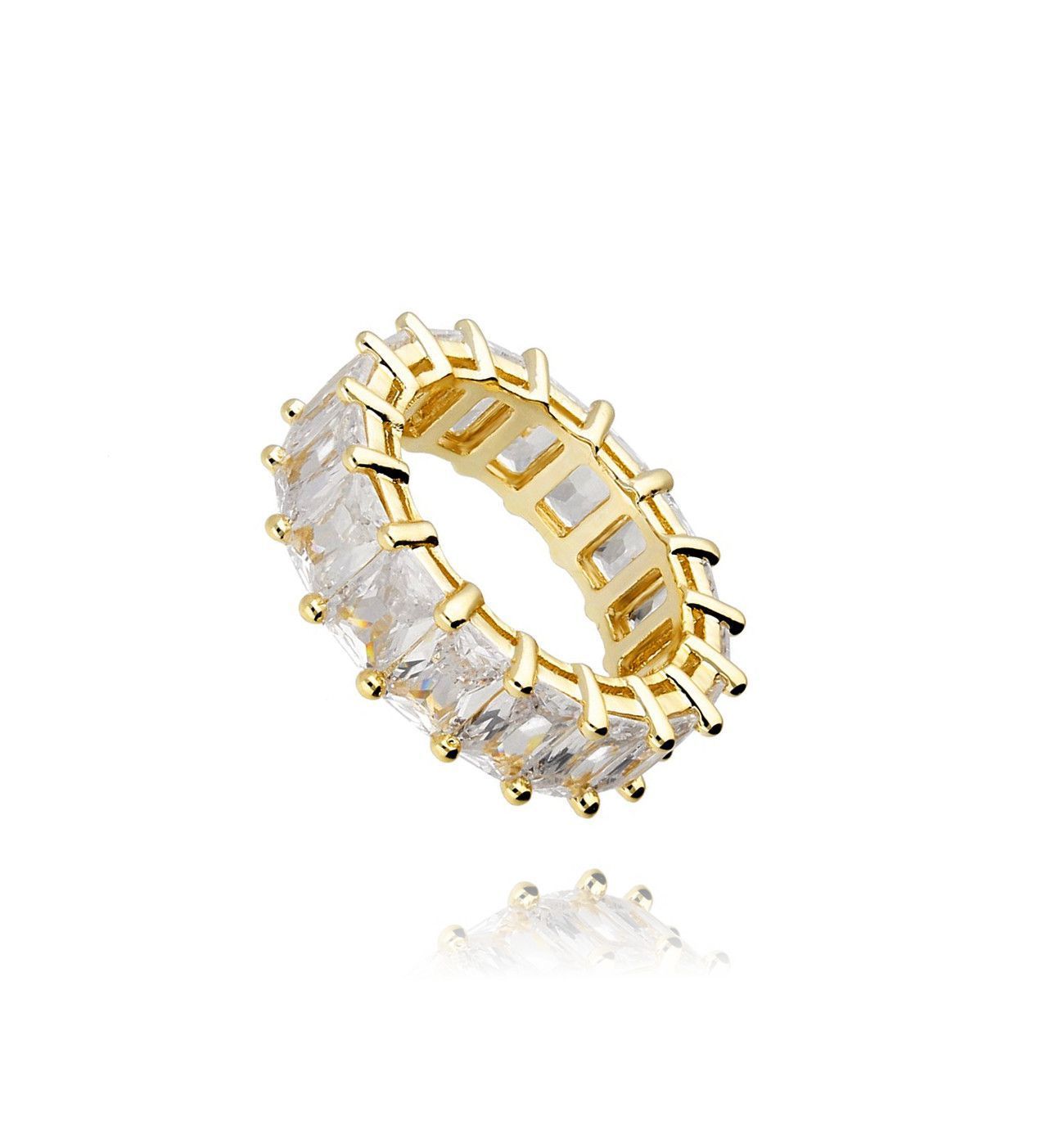 Pierścionek złoty z kryształkami roz.12 - By Dziubeka