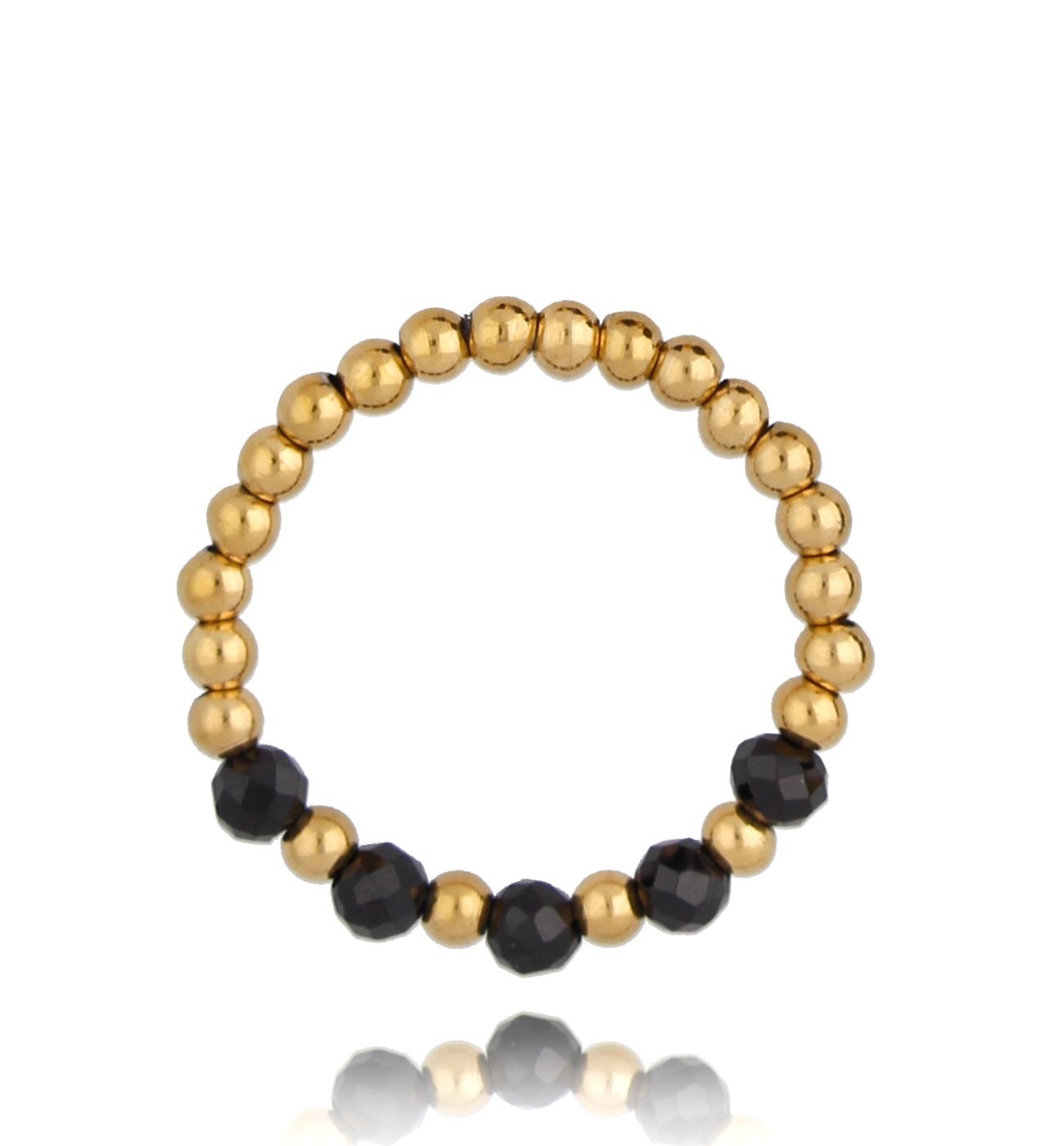 Pierścionek elastyczny czarny Trio PSC0271 - By Dziubeka