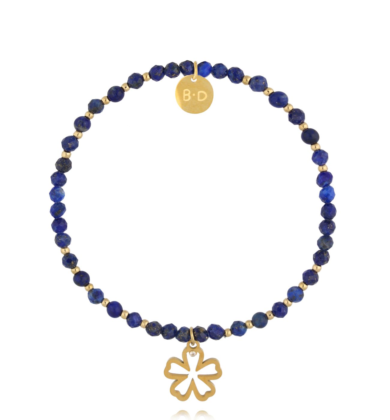 Bransoletka z lapisami i kwiatuszkiem - By Dziubeka