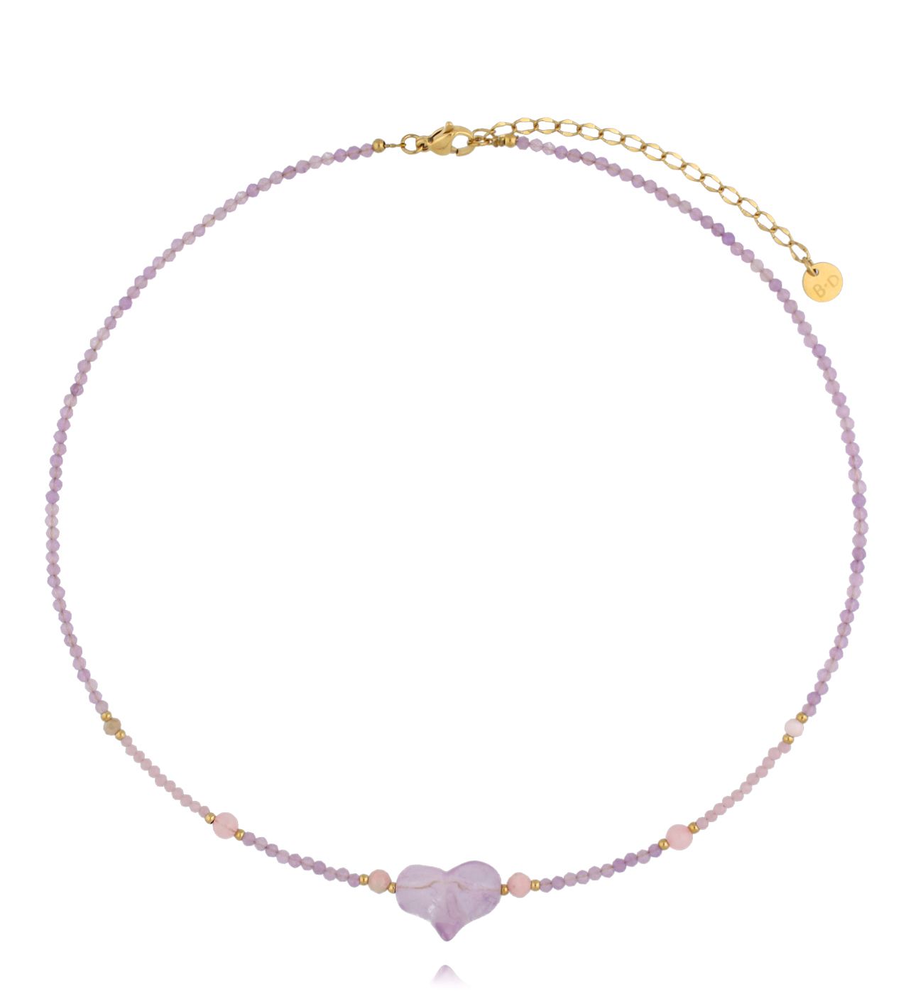 Naszyjnik ametystami i sercem - By Dziubeka