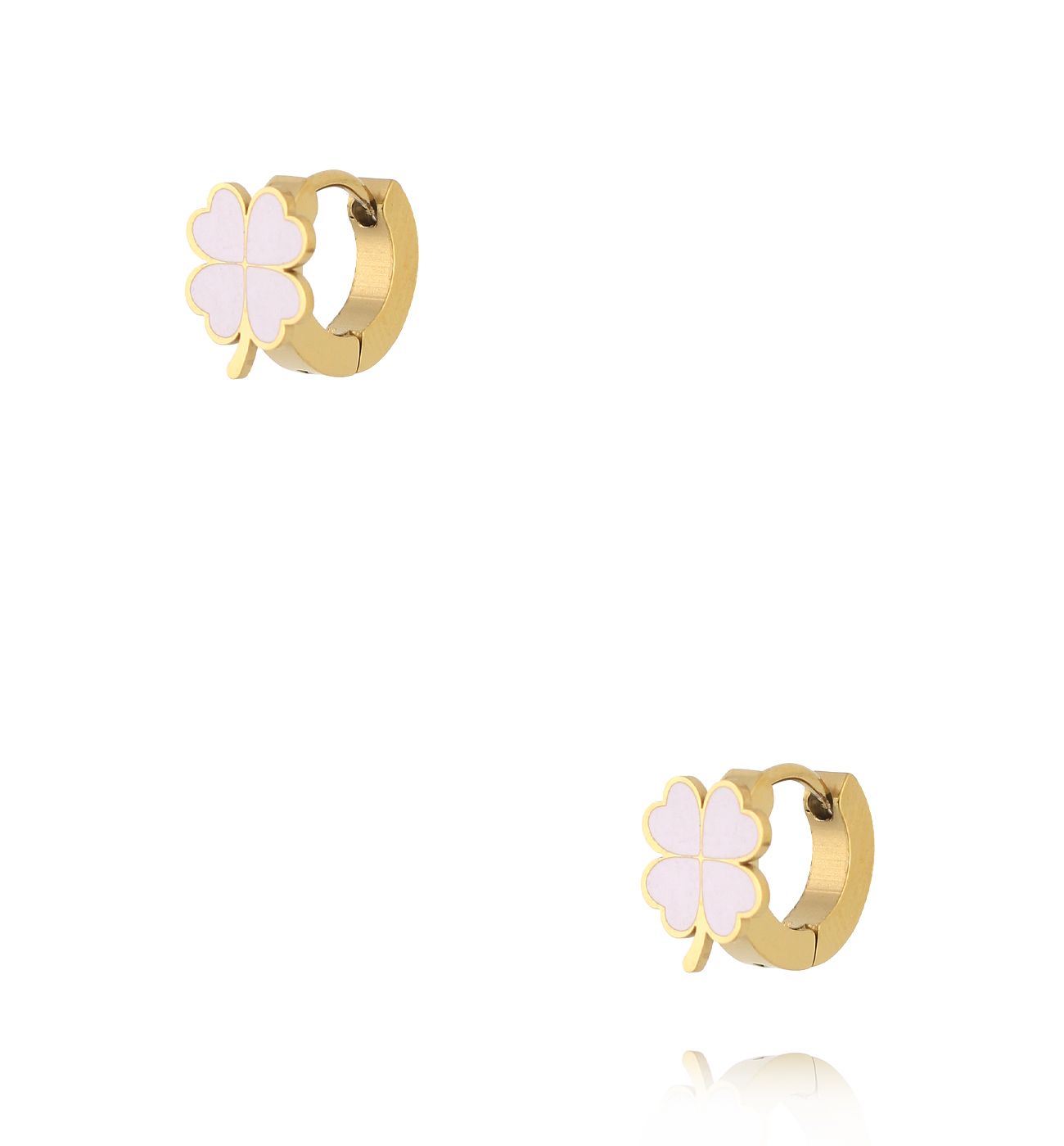 Kolczyki kółka koniczynka jasno różowa KSY0384 - By Dziubeka