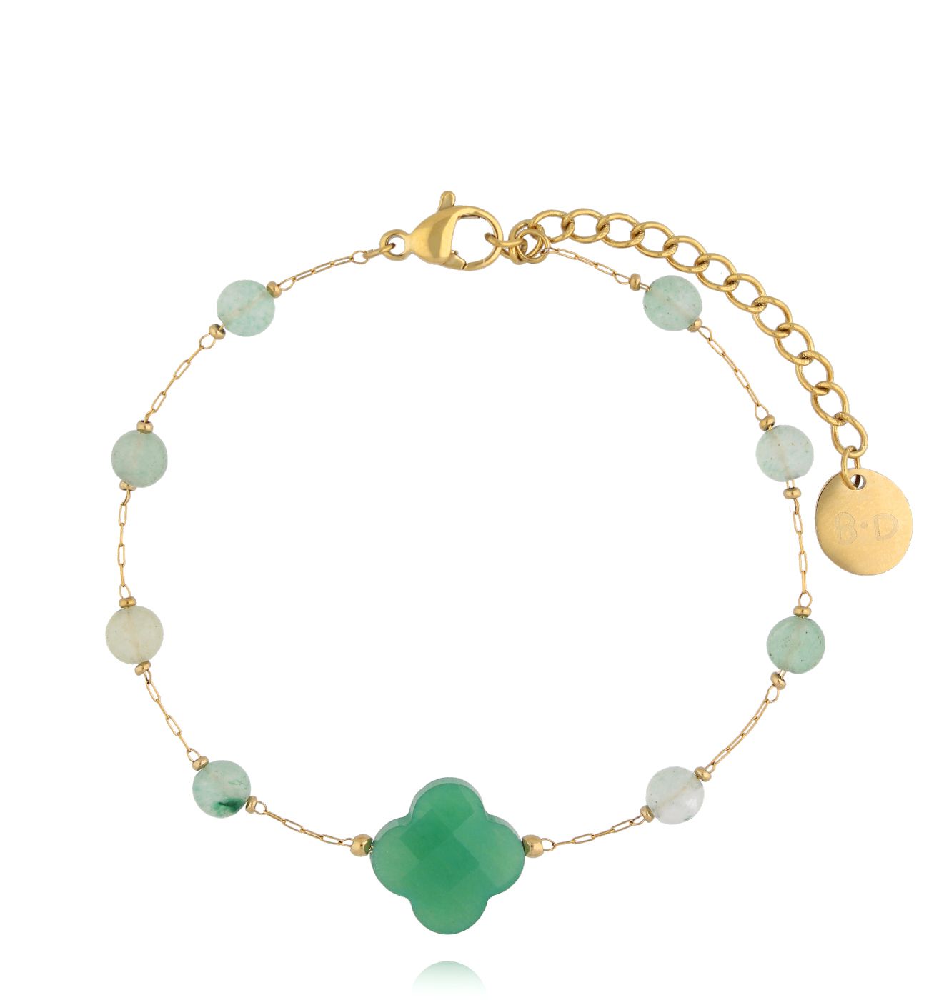 Bransoletka z koniczynką i awenturynami BPA0508