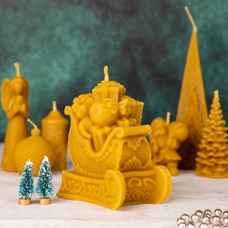 Świece zimowe Sanie z prezentami - Pasieka z Pasją Hawran