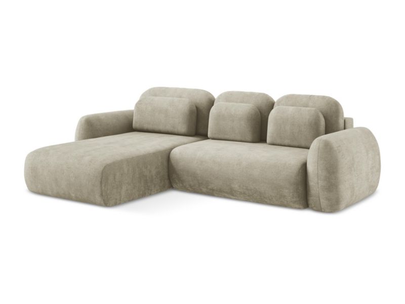 Narożnik lewostronny z funkcją spania LaMiaSofa FERRETTI z tkaniny szenilowej 304x190 cm beżowy 1 szt.