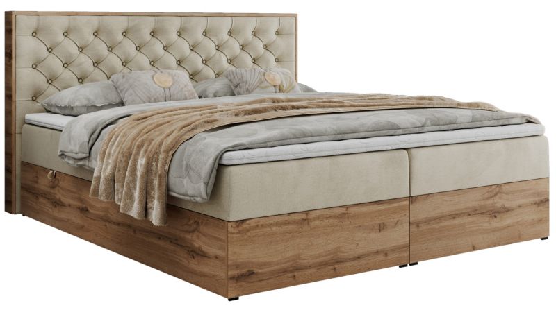 Łóżko kontynentalne MKS Meble ALBERO 3 180x200 H4 Beżowy welvet 1szt.