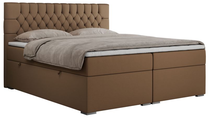 Łóżko kontynentalne MKS Meble PERA 200x200 H3 brązowy ekoskóra 1szt.