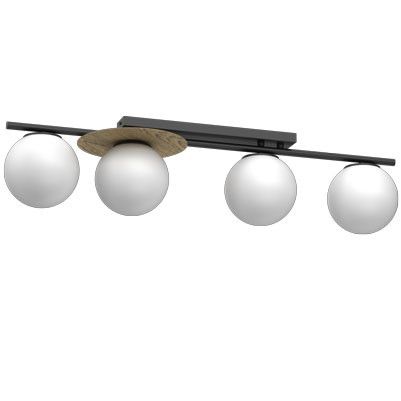 Lampa sufitowa wisząca Luminex Orbital czarny mat-jasne drewno-biała wym: 21 x 89 x 24 cm 4xE27 x 15W 1 szt.
