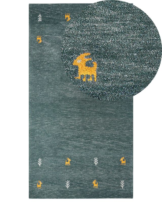 Dywan wełniany gabbeh 80 x 150 cm zielony Calti 1 szt.