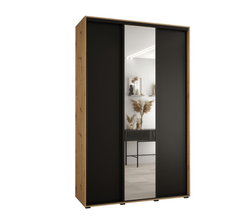 Szafa przesuwna Abiks DAVOS 3 wysoka szer.150cm gł.60cm artisan/czarny/czarny 1szt.