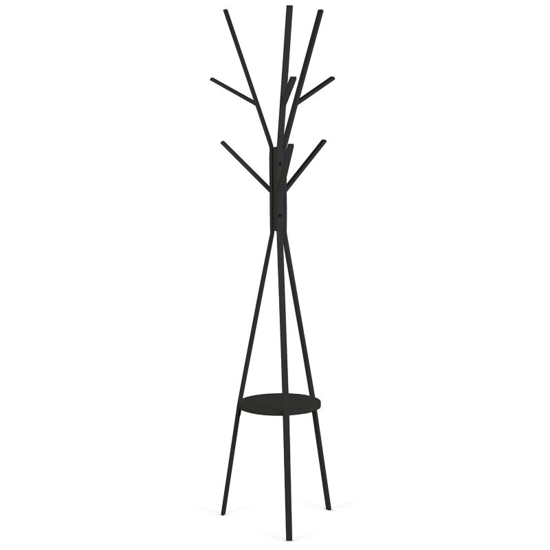 Wieszak na ubrania stojący Massido metalowy z półką czarny 1szt.