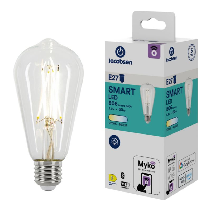 Inteligentna żarówka LED Filament Jacobsen Myko ST64 E27 806 lm CCT