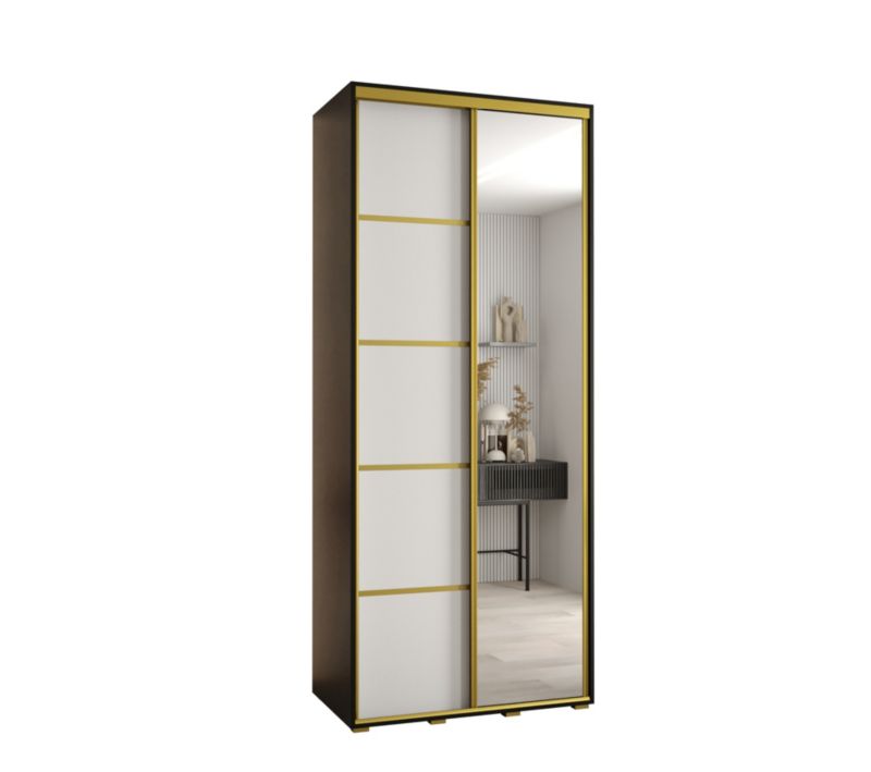 Szafa przesuwna Abiks DAVOS 5 wysoka szer.110cm gł.60cm czarny/biały/złoty 1szt.