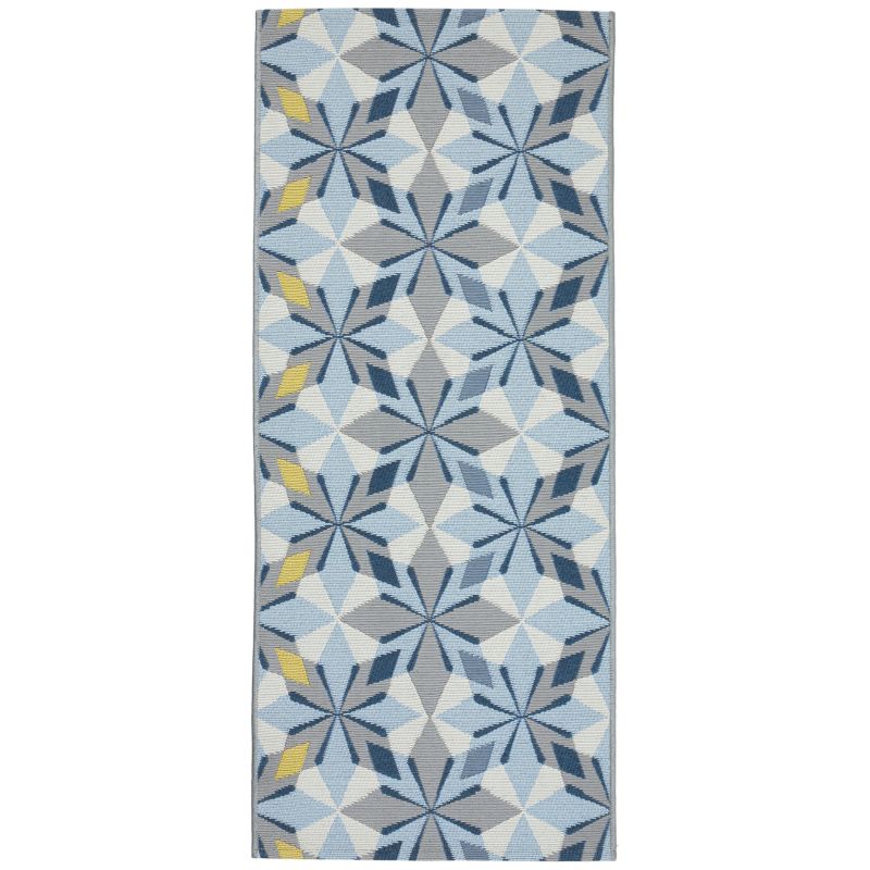 Dywan 80x200 cm płasko tkany SELENA e-floor wewnętrzny zewnętrzny geometryczny niebieski 1 szt