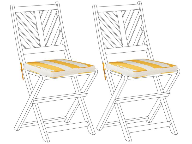 Zestaw 2 poduszek siedziskowych W paski Terni 37 x 34 cm Żółty 1 par.