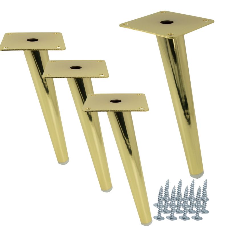 Noga meblowa B&B Szpilka skośna jasno złota wysokość 20 cm 4 szt