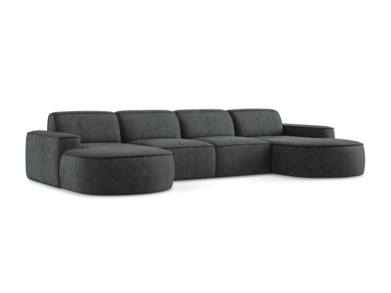Sofa modułowa panoramiczna LaMiaSofa MELISSA z tkaniny szenilowej 364x166 cm ciemny szary 1 szt.