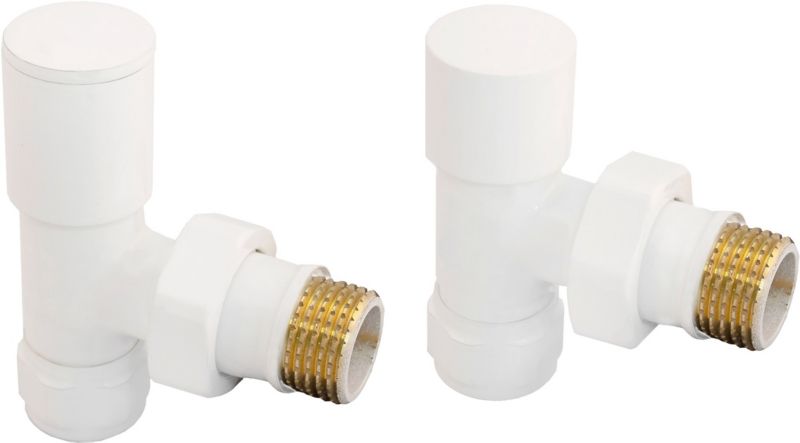 Zestaw zaworów grzejnikowych kątowy Idmar biały