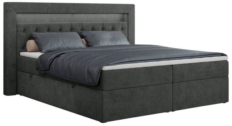 Łóżko kontynentalne MKS Meble GOLD 6 200x200 H4 Ciemnoszary struktura 1szt.