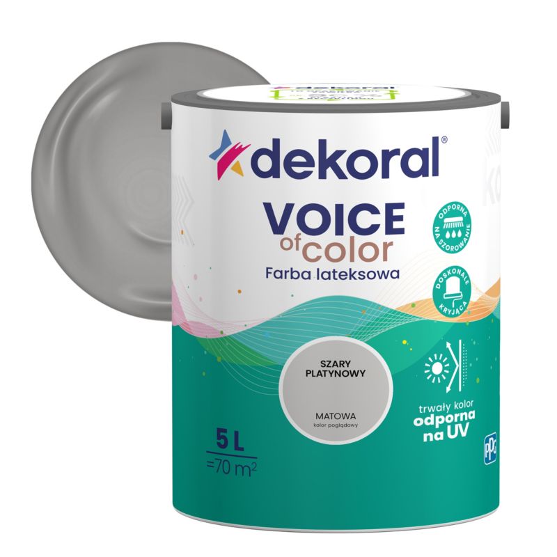 Farba kolorowa Dekoral Voice of Color szary platynowy 5 l