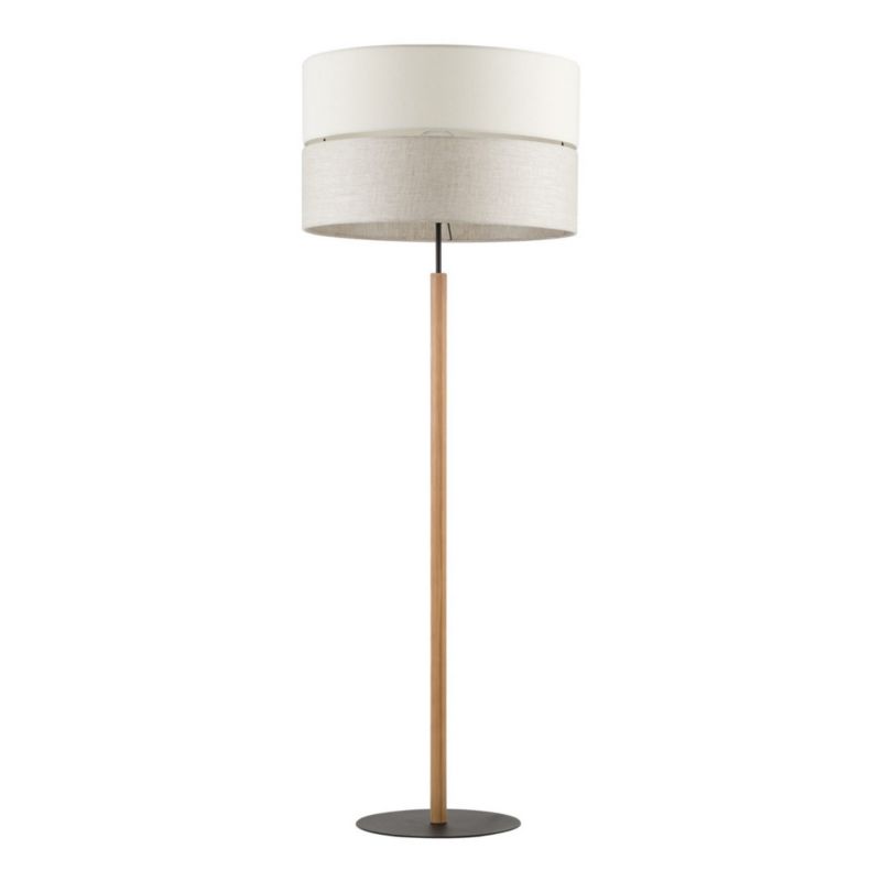 Lampa podłogowa stojąca TK-Lighting Eco czarno-beżowa-jasne drewno 1 x E27 x 20W wym: 139 x 50 x 50 cm - 1 szt.