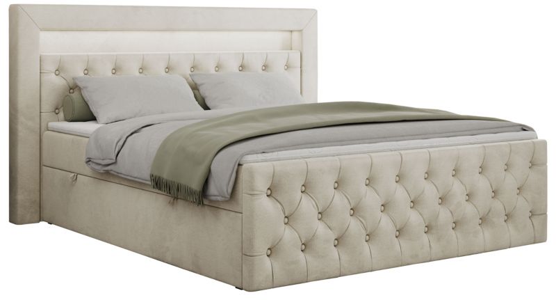 Łóżko kontynentalne MKS Meble GOLD 9 120x200 H3 Beżowy welvet 1szt.