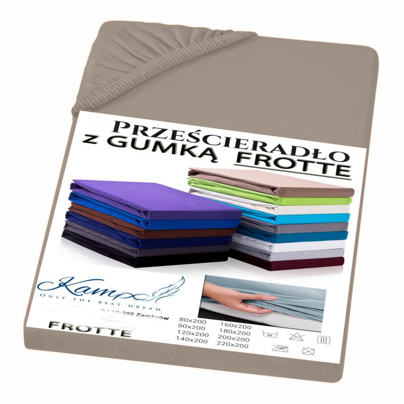 Prześcieradło gumka frotta KAM-POL bawełna premium 200x210 beżowy 1 szt.