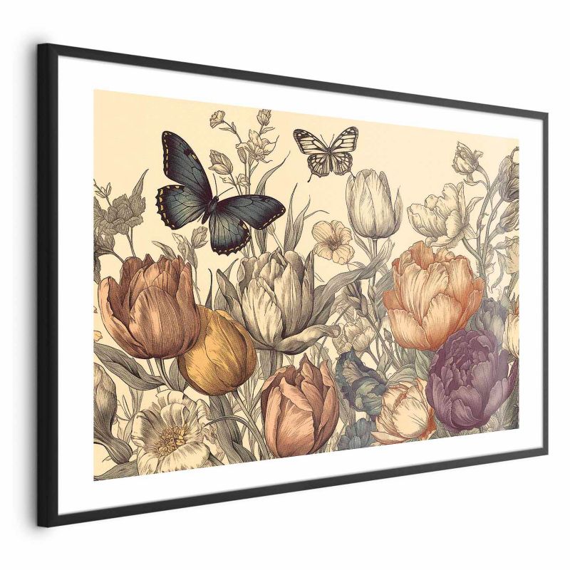 Plakat Artgeist Kolorowe tulipany 90x60 cm z ramą czarną 1 szt