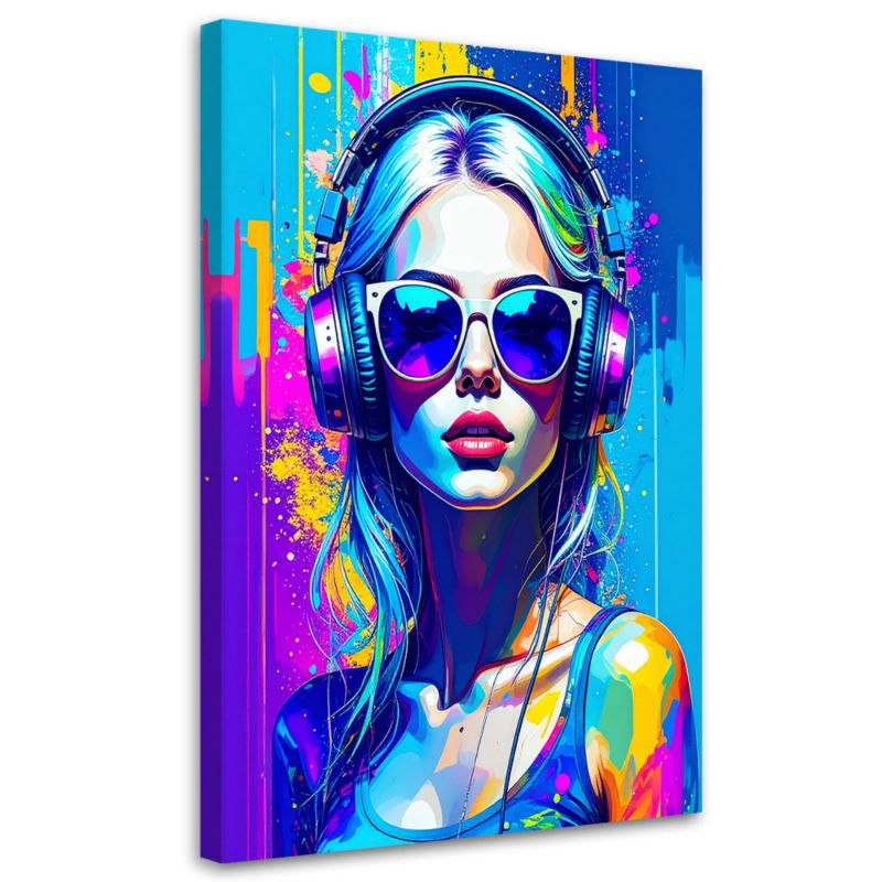 Obraz na płótnie Feeby Abstrakcja Kolorowa Kobieta w okularach 80x120cm 1szt