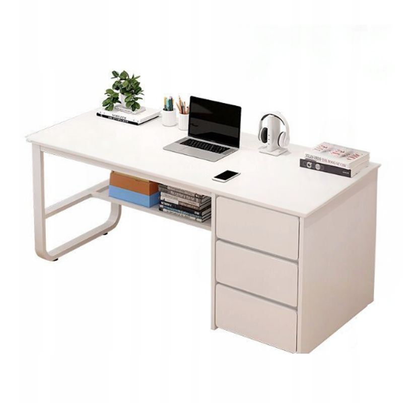 Biurko komputerowe Rebiko loft białe styl skandynawski z 3 półkami 1 szt