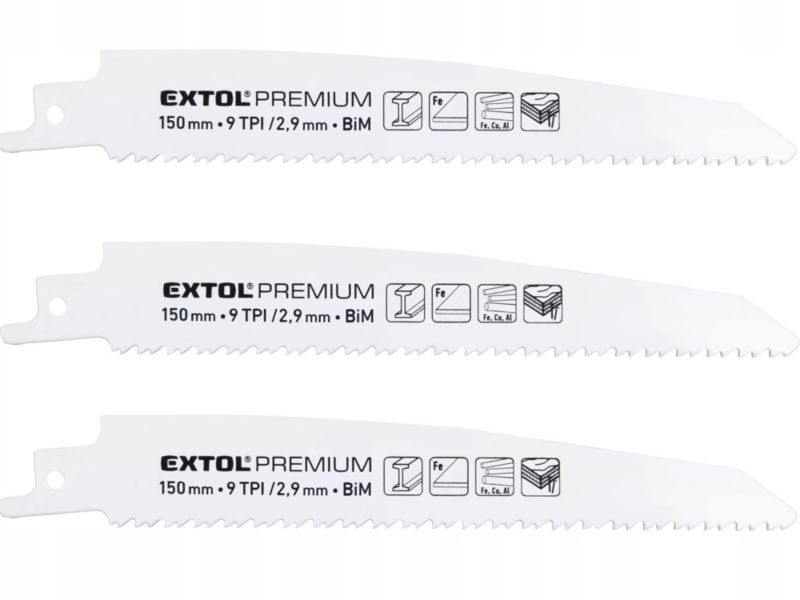 Brzeszczot do piły szablastej Extol premium metal 150 mm 9TPI 3 szt