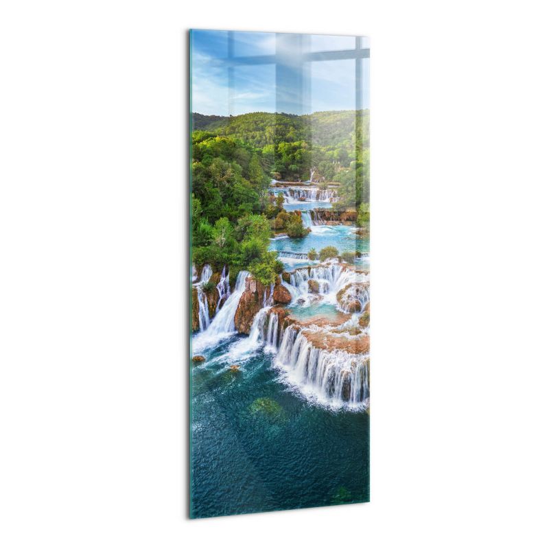 Foto Obraz Ścienny Szklany Wallfluent 50x125 cm Wodospady i rzeka Krka Chorwacja 1 szt.