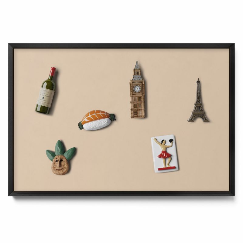 Tablica na notatki Tulup 60x40 cm Kolor beżowy w czarnej ramie 1 szt.