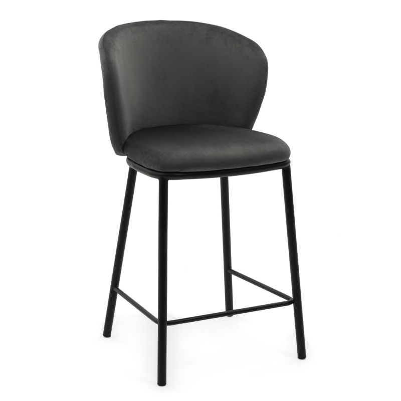 Hoker barowy tapicerowany New Home BARI szary welurowy 1 szt.