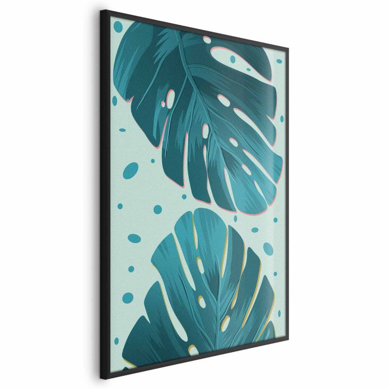 Plakat Artgeist Zroszone liście 21x30 cm z ramą czarną bez marginesu 1 szt