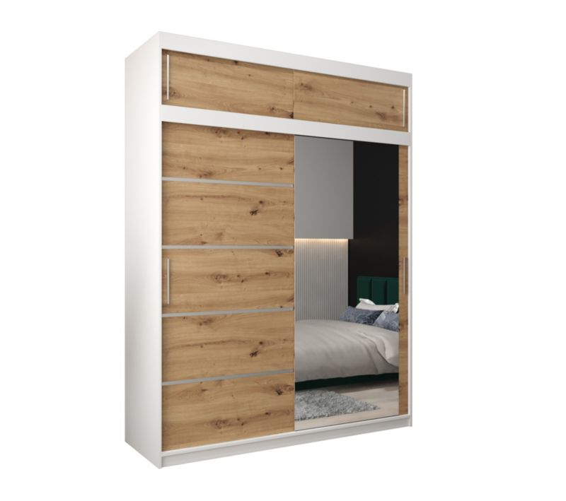 Szafa przesuwna Abiks Verona 2 180 biały + artisan z nadstawką 1 szt.