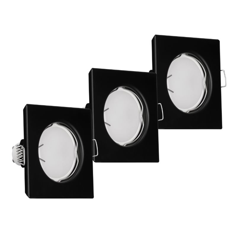 Oprawy sufitowe oczka, DPM, kwadratowe, czarne, 3 szt.