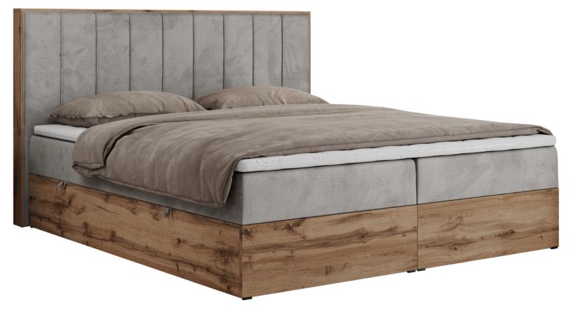 Łóżko kontynentalne MKS Meble BELLISSIMO 200x200 H3 jasnoszary welwet 1szt.