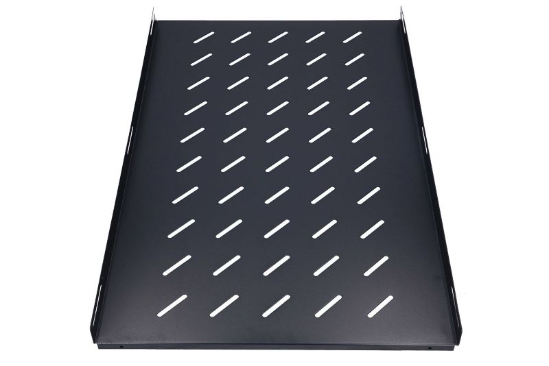 Półka Extralink 1U 750mm Czarna 19", 752 x 472mm, mocowana punktowo, do szaf o głębokości 1000mm