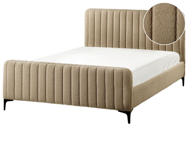 Łóżko Boucle Lunan 140 x 200 cm Beżowoszary 1 szt.