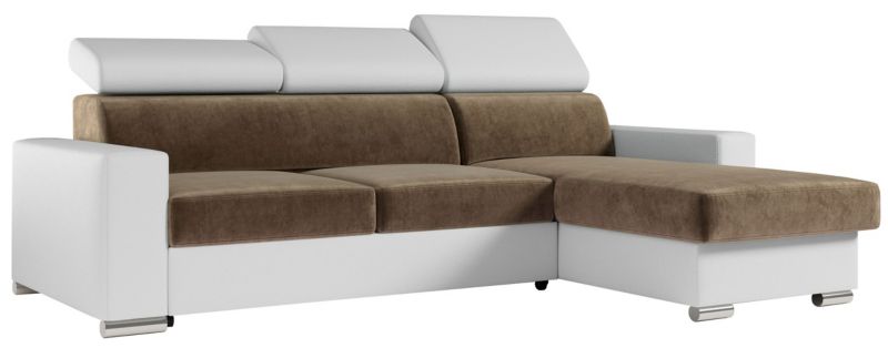 Narożnik MKS Meble FOX L uniwersalny Brązowy Biały welvet ecoskóra 1szt.