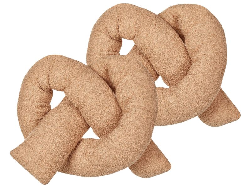 Zestaw 2 poduszek Jednolity Gladiolus Sztuczne futro 172 x 14 cm Jasnobrązowy 1 par.