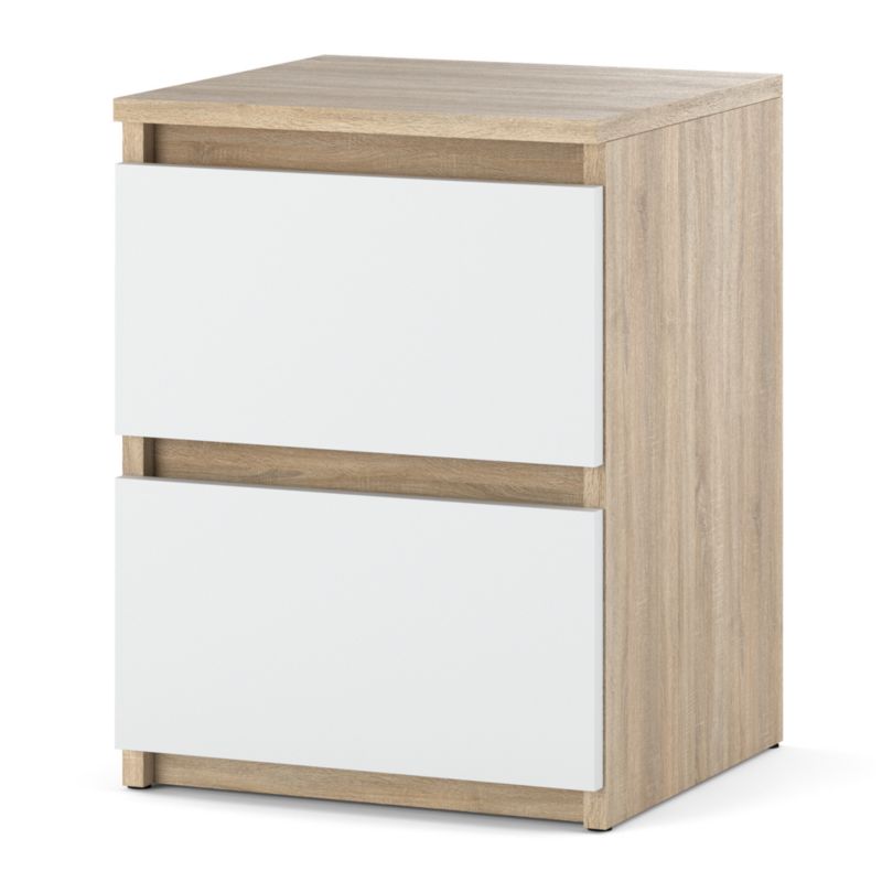 Szafka Nocna Hurtownia-Mebli Szuflady 2 Hugo Max 40cm Dąb Sonoma Biały Mat 40x40x53.5 cm 1szt.