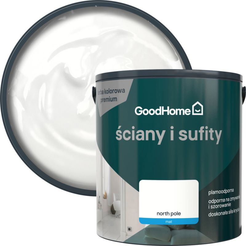 Farba plamoodporna GoodHome Premium Ściany i Sufity north pole 5 l