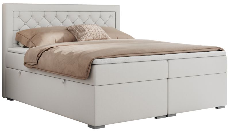 Łóżko kontynentalne MKS Meble JASIR 200x200 H3 biały ekoskóra 1szt.